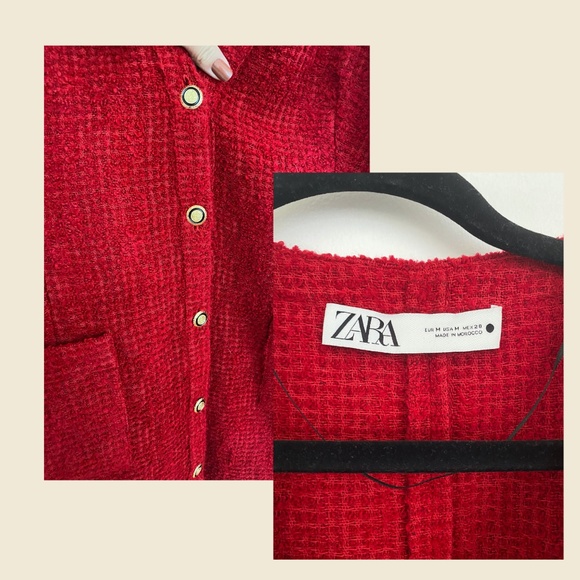 Zara Red Tweed Dress in M - Picture 4 of 4